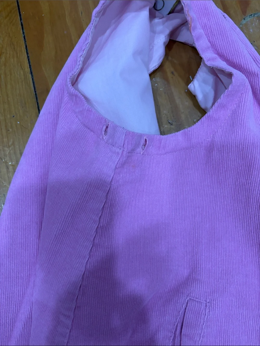 Girls Sleeveless Pink Corduroy Pinafore Dress